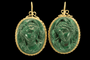 Boucles d'oreilles Boucles d’oreilles anciennes camées en malachite en or 14 carats 58 Facettes 7656