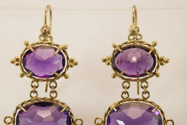 Boucles d'oreilles Boucles d'oreilles anciennes en or 14 carats et améthystes 58 Facettes 7674