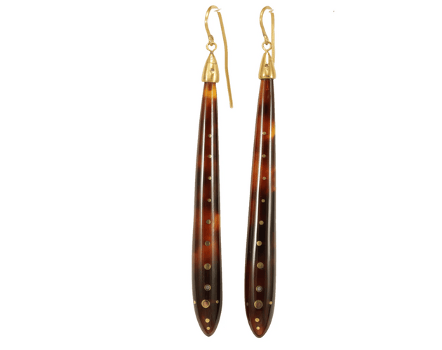 Boucles d'oreilles Boucles d’oreilles anciennes en écaille de tortue et or jaune 14 carats 58 Facettes 7678