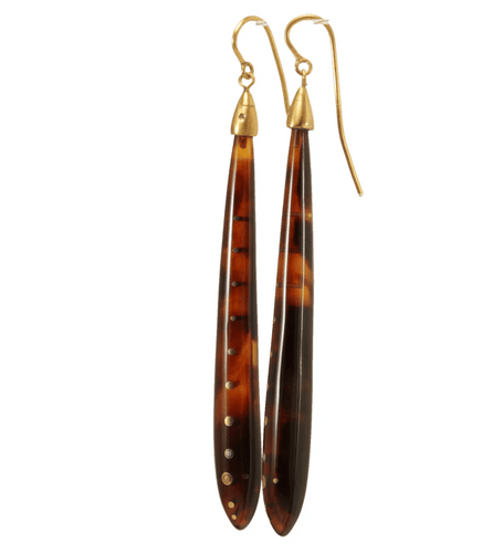 Boucles d'oreilles Boucles d’oreilles anciennes en écaille de tortue et or jaune 14 carats 58 Facettes 7678