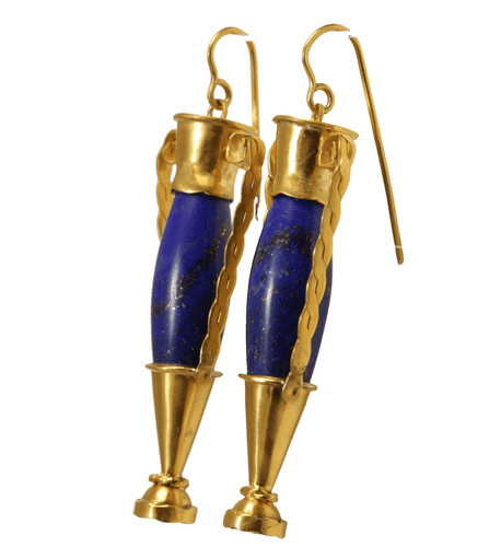 Boucles d'oreilles Castellani - Boucles d’oreilles amphores en or jaune et lapis-lazuli 58 Facettes 7684
