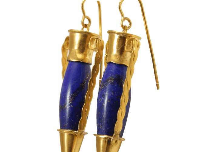 Boucles d'oreilles Castellani - Boucles d’oreilles amphores en or jaune et lapis-lazuli 58 Facettes 7684