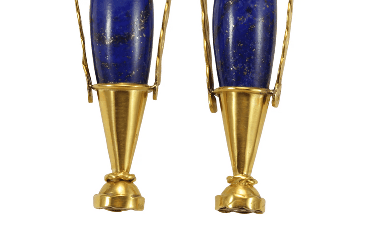 Boucles d'oreilles Castellani - Boucles d’oreilles amphores en or jaune et lapis-lazuli 58 Facettes 7684