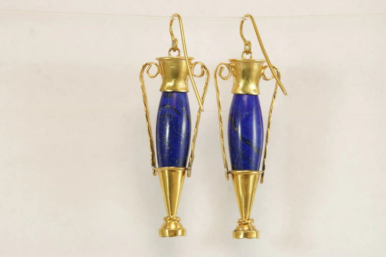 Boucles d'oreilles Castellani - Boucles d’oreilles amphores en or jaune et lapis-lazuli 58 Facettes 7684