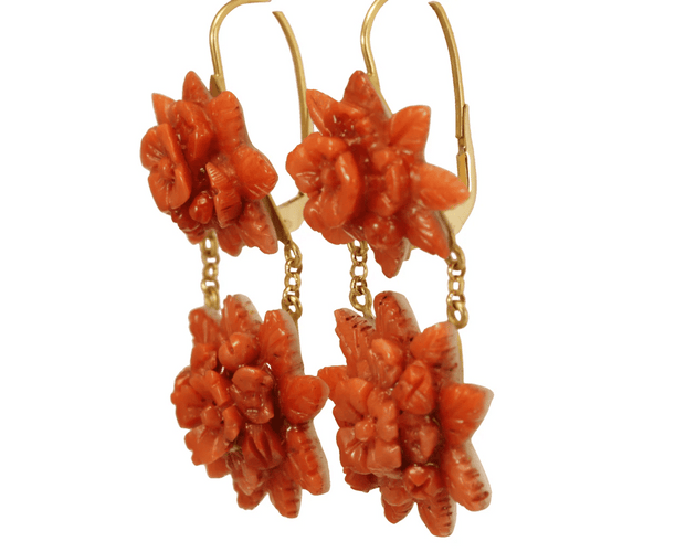 Boucles d'oreilles Boucles d’oreilles antiques en or jaune et corail 58 Facettes 7692