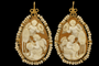 Boucles d'oreilles Boucles d'oreilles anciennes - Camées en sardonyx en or jaune 14 carats 58 Facettes 7682