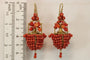 Boucles d'oreilles Boucles d'oreilles anciennes - Paniers en or jaune 14 carats et corail 58 Facettes 7714