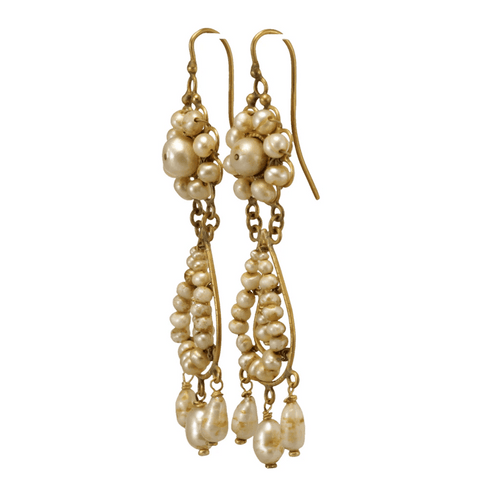 Boucles d'oreilles Boucles d'oreilles anciennes en or jaune 14 carats et perles 58 Facettes 7702