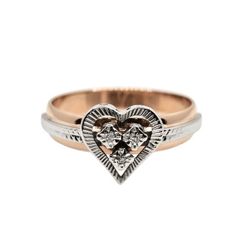 Bague 58.5 Bague cœur vintage en or rose 18 carats et diamants 58 Facettes 473
