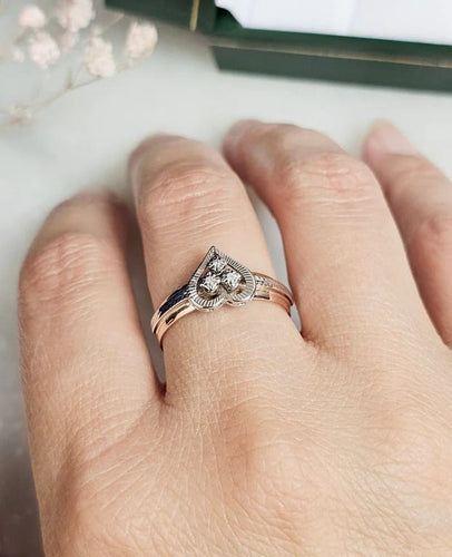 Bague 58.5 Bague cœur vintage en or rose 18 carats et diamants 58 Facettes 473