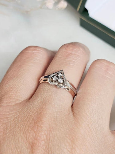 Bague 58.5 Bague cœur vintage en or rose 18 carats et diamants 58 Facettes 473