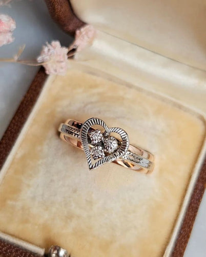 Bague 58.5 Bague cœur vintage en or rose 18 carats et diamants 58 Facettes 473