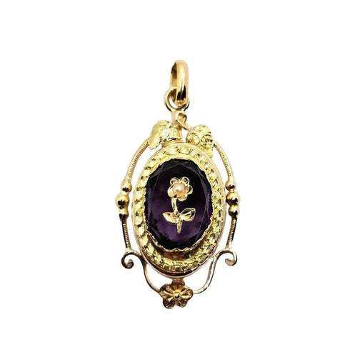 Pendentif Pendentif ancien à décor floral en or rose et jaune 18 carats 58 Facettes 313