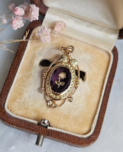 Pendentif Pendentif ancien à décor floral en or rose et jaune 18 carats 58 Facettes 313