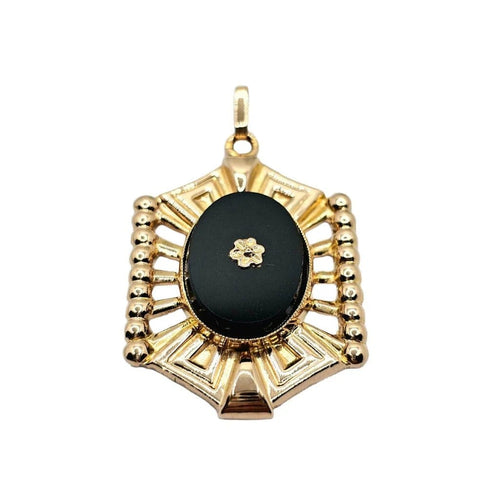 Pendentif Pendentif Art déco octogonal en or rose 18 carats et onyx 58 Facettes 672