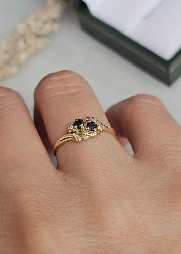 Bague 53 Bague Toi et Moi en or jaune 18 carats, saphirs et diamants 58 Facettes 663