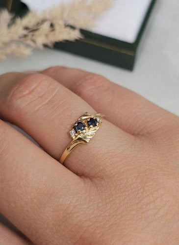Bague 53 Bague Toi et Moi en or jaune 18 carats, saphirs et diamants 58 Facettes 663