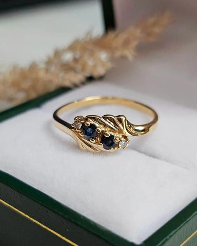 Bague 53 Bague Toi et Moi en or jaune 18 carats, saphirs et diamants 58 Facettes 663