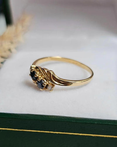 Bague 53 Bague Toi et Moi en or jaune 18 carats, saphirs et diamants 58 Facettes 663