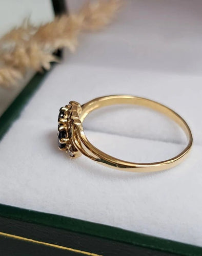 Bague 53 Bague Toi et Moi en or jaune 18 carats, saphirs et diamants 58 Facettes 663