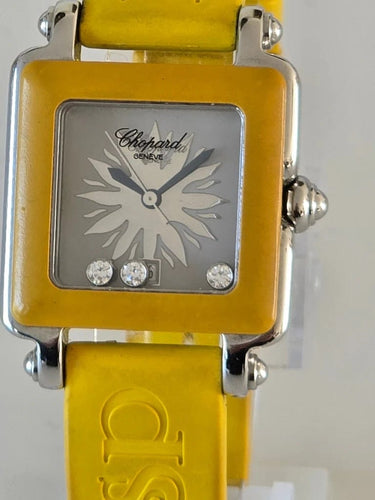 Montre Chopard Be Happy Sport - Montre en acier avec diamants 58 Facettes