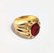 Bague 53 Chevalière godronnée - Bague en or jaune 750 et intaille sur cornaline 58 Facettes 1-803/1