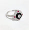 Bague 54 Bague style Art déco en or blanc 18 ct avec diamants, rubis et onyx 58 Facettes 1-847/3