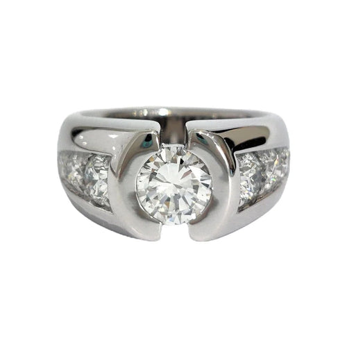 Bague 51 Bague moderne en or blanc 18K avec diamants 58 Facettes 1-1174/13