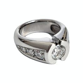 Bague 51 Bague moderne en or blanc 18K avec diamants 58 Facettes 1-1174/13