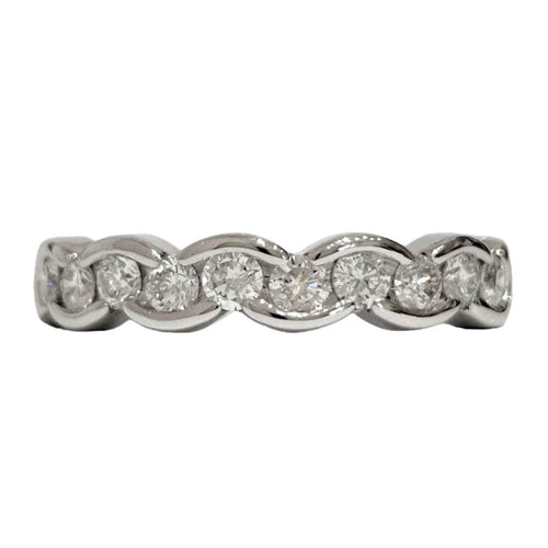Bague 51 Demi-alliance - Bague en or blanc 18K et diamants 58 Facettes 1CA297/1