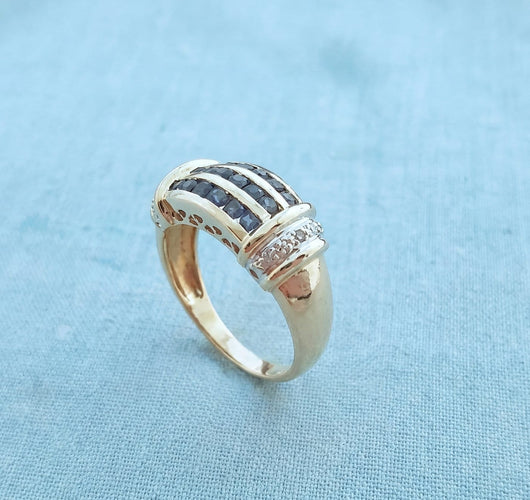 Bague 55.5 Bague saphirs et diamants en or 18 carats bicolore 58 Facettes AA 1632