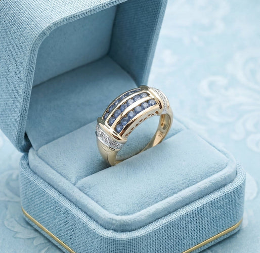 Bague 55.5 Bague saphirs et diamants en or 18 carats bicolore 58 Facettes AA 1632