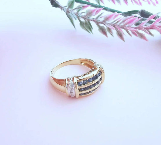 Bague 55.5 Bague saphirs et diamants en or 18 carats bicolore 58 Facettes AA 1632