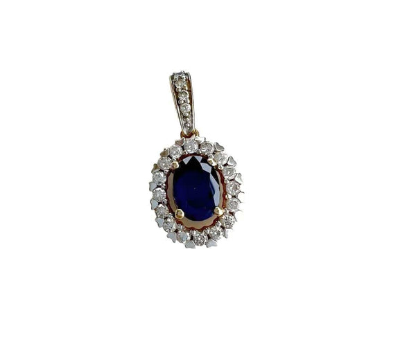 Pendentif Pendentif en or jaune et blanc 18 carats, saphir et diamants 58 Facettes 1749