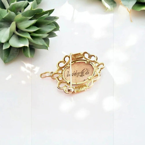 Pendentif R. Philippon - Pendentif-broche en or jaune 18K, émail de Limoges (1950-1960) 58 Facettes AA 1688