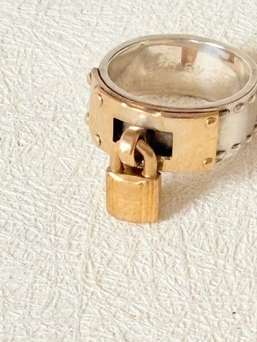 Bague 49 Hermès Kelly Cadenas - Bague en argent 925 et or 18 carats 58 Facettes WC-2025-2330