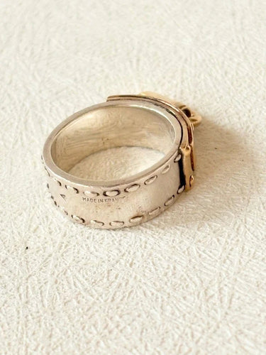 Bague 49 Hermès Kelly Cadenas - Bague en argent 925 et or 18 carats 58 Facettes WC-2025-2330