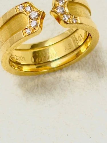 Bague 49 Cartier C - Bague ouverte en or jaune 18 carats et diamants 58 Facettes WC-2025-0757
