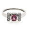 Bague 55 Bague en or blanc 18 carats avec saphir padparadscha et diamants 58 Facettes AO-0007