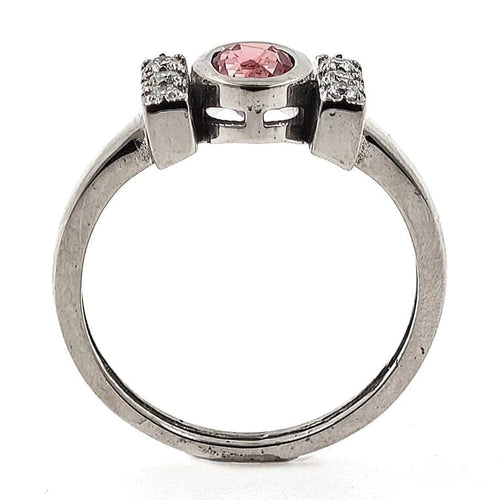 Bague 55 Bague en or blanc 18 carats avec saphir padparadscha et diamants 58 Facettes AO-0007