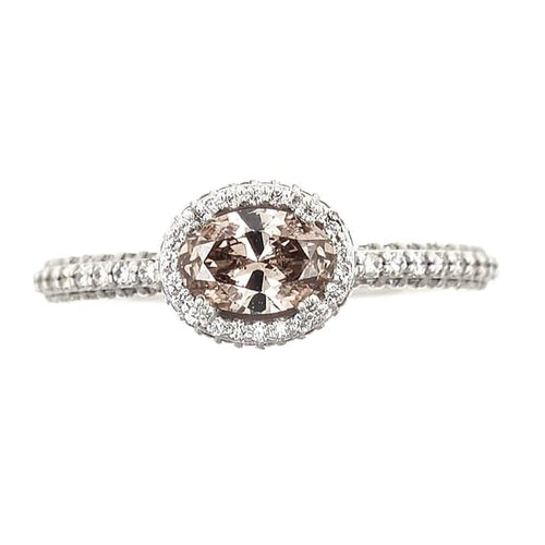 Bague 55 Bague en or blanc 18 carats avec diamant champagne et diamants 58 Facettes AO-0002