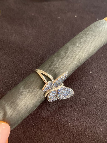 Bague 54 Bague papillon en or jaune 18 ct, saphirs et diamants 58 Facettes