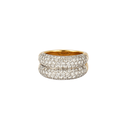 Bague 54.5 Bague double corps pavée de diamants 58 Facettes