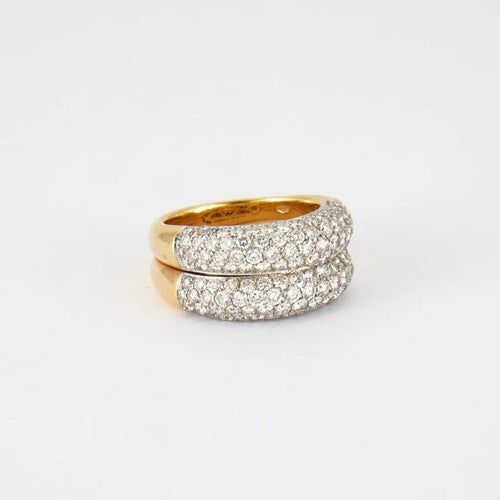 Bague 54.5 Bague double corps pavée de diamants 58 Facettes