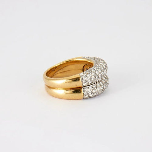 Bague 54.5 Bague double corps pavée de diamants 58 Facettes