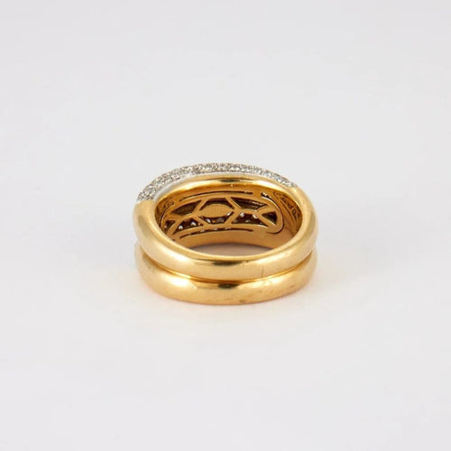 Bague 54.5 Bague double corps pavée de diamants 58 Facettes
