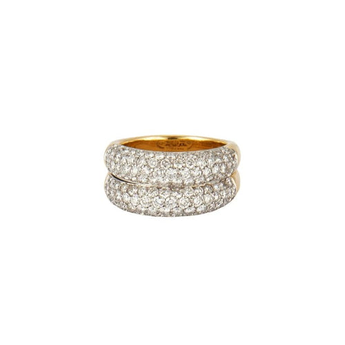 Bague 54.5 Bague double corps pavée de diamants 58 Facettes
