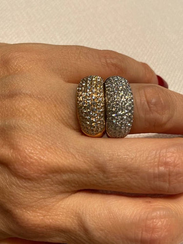 Bague 54 Deux bagues pavées en or rose et or jaune 18 carats, diamants 58 Facettes
