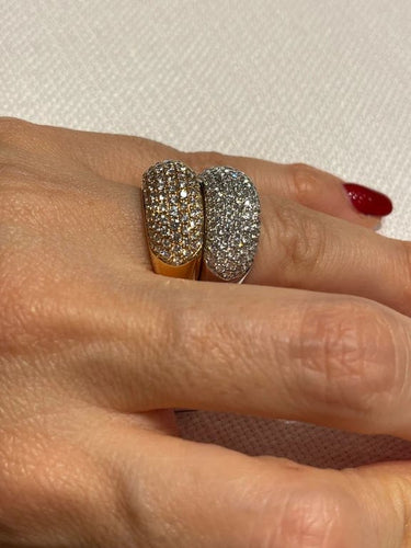Bague 54 Deux bagues pavées en or rose et or jaune 18 carats, diamants 58 Facettes