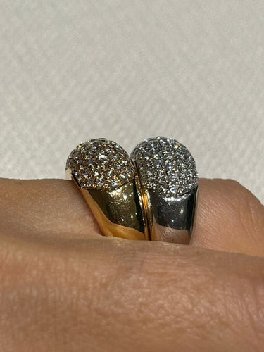 Bague 54 Deux bagues pavées en or rose et or jaune 18 carats, diamants 58 Facettes